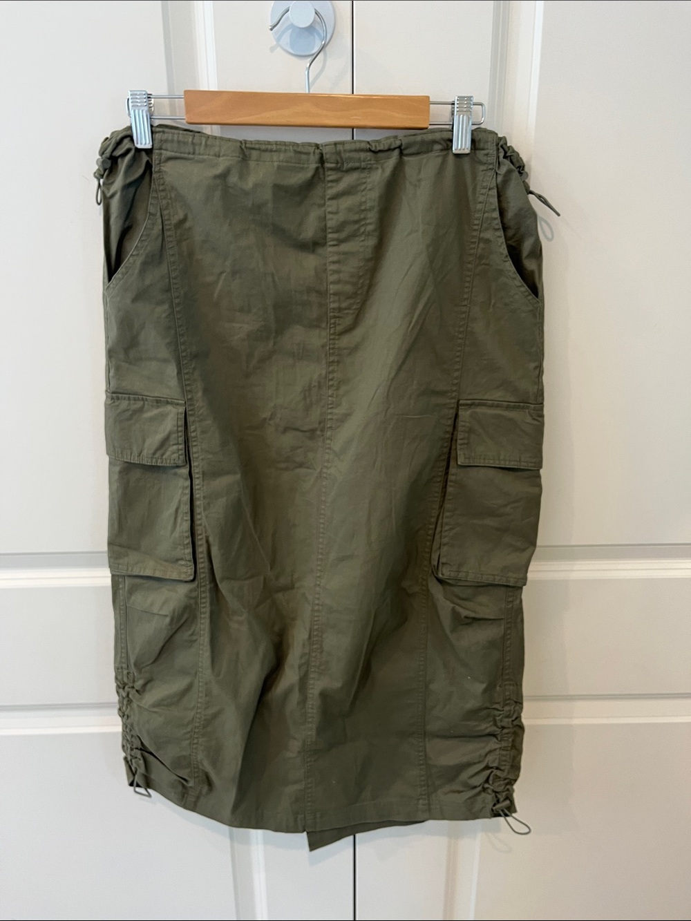 Ultra Flirt womens medium olive green parachute cargo skirt with pockets